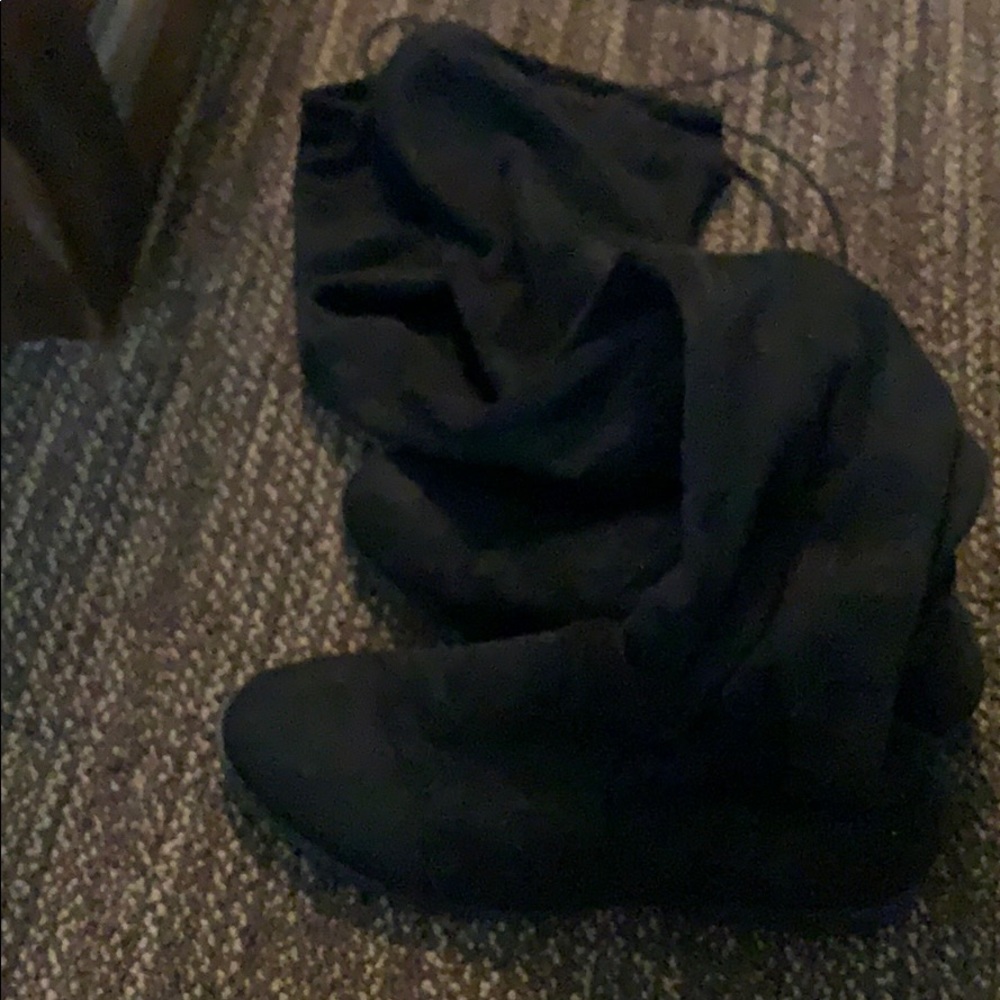 Black suede knee high boots
